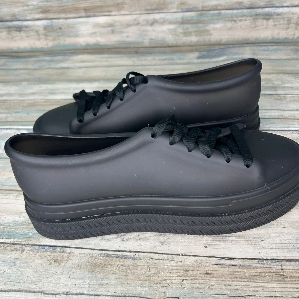 Melissa Be II Espadrille‎ Platform Sneaker Womens Size 9 Black Rubber Jelly